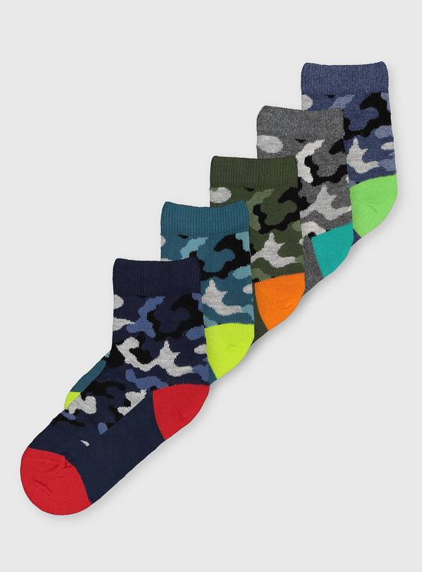 Buy Camo Ankle Socks 5 Pack 46.5 Underwear and socks Argos